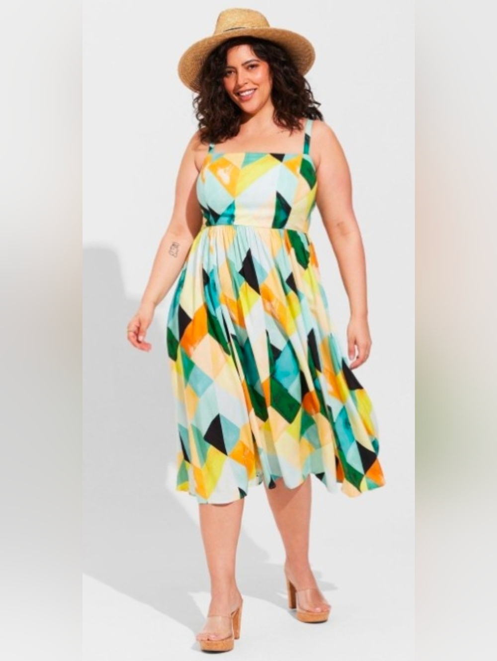 torrid Midi Challis Geometric Sundress With POCKETS!